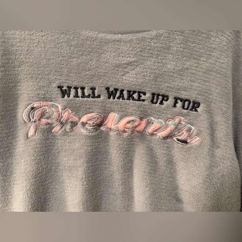 Joe Boxer Soft Fleece Will wake up for presents Pink Gray Plaid 1X 1XL Women PJs - Picture 2 of 11
